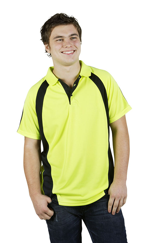 Mens Hi Vis Coolfast Mini Waffle Polo